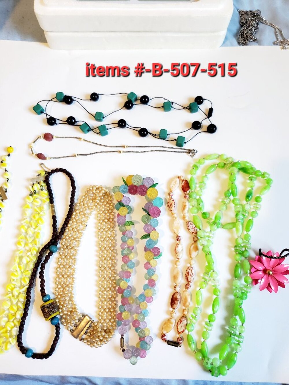 8 Necklaces & 1 Bracelet, items # B-507-515, wt. 236 grams.